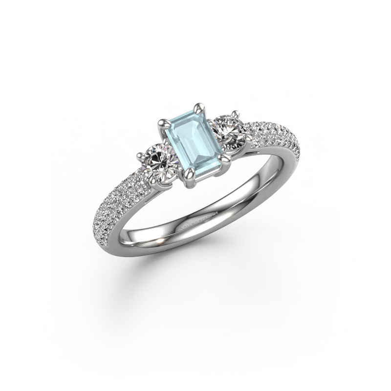 Image of Engagement ring Marielle EME 950 platinum Aquamarine 6x4 mm