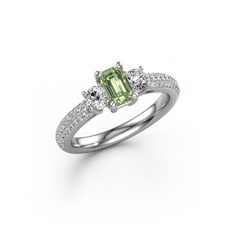 Image of Engagement ring Marielle EME 950 platinum Green lab grown diamond 6x4 mm