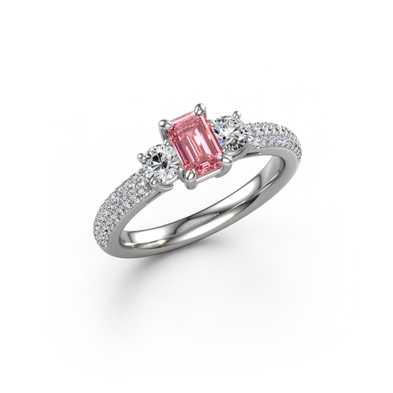 Image of Engagement ring Marielle EME 950 platinum Pink lab grown diamond 6x4 mm
