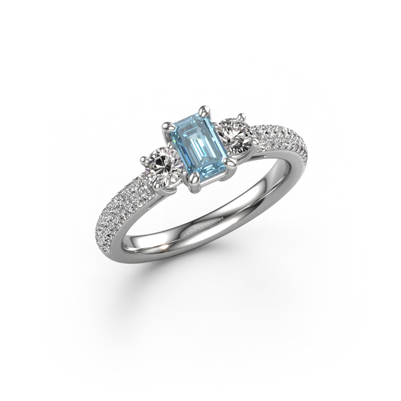 Image of Engagement ring Marielle EME 950 platinum Blue lab grown diamond 6x4 mm