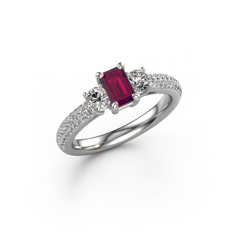 Image of Engagement ring Marielle EME 950 platinum Rhodolite 6x4 mm