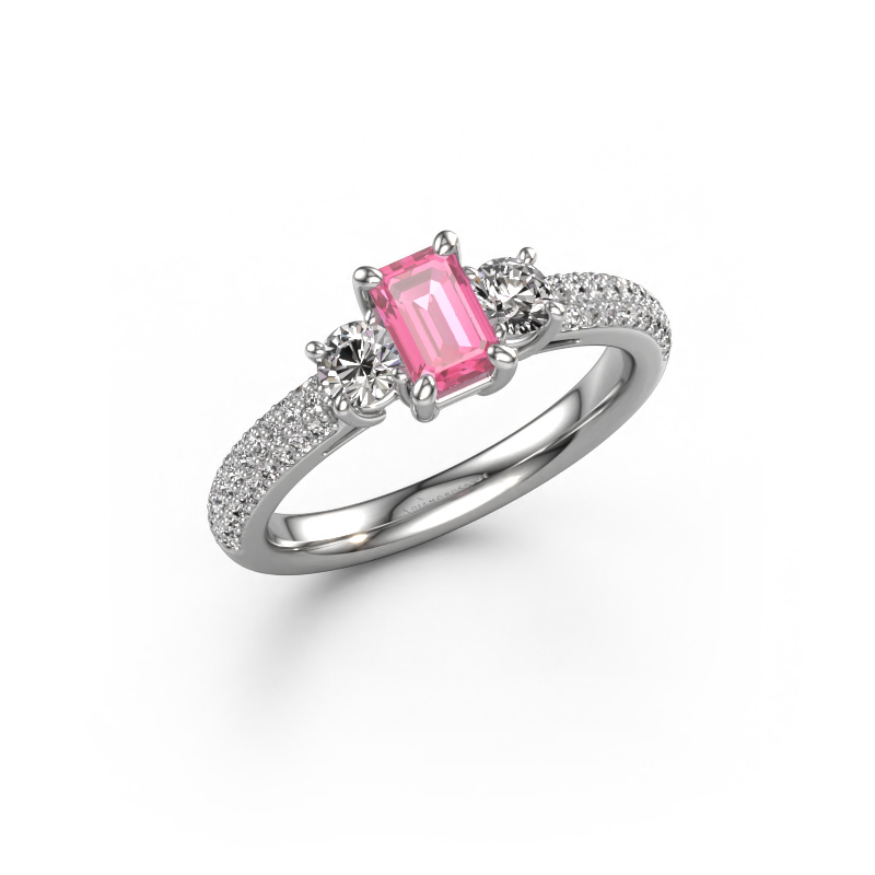 Image de Bague de fiançailles Marielle EME 950 platine Saphir rose 6x4 mm