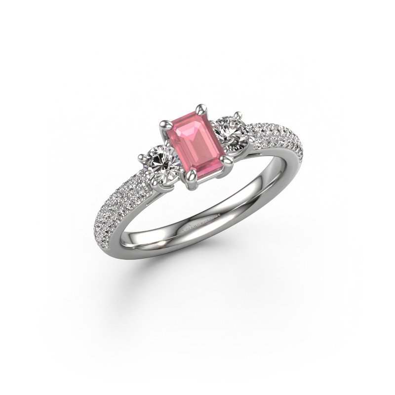 Image of Engagement ring Marielle EME 950 platinum Tourmaline pink 6x4 mm