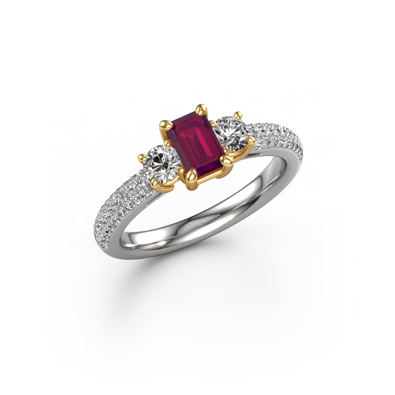Bild von Verlobungsring Marielle EME 585 Weißgold Rhodolit 6x4 mm