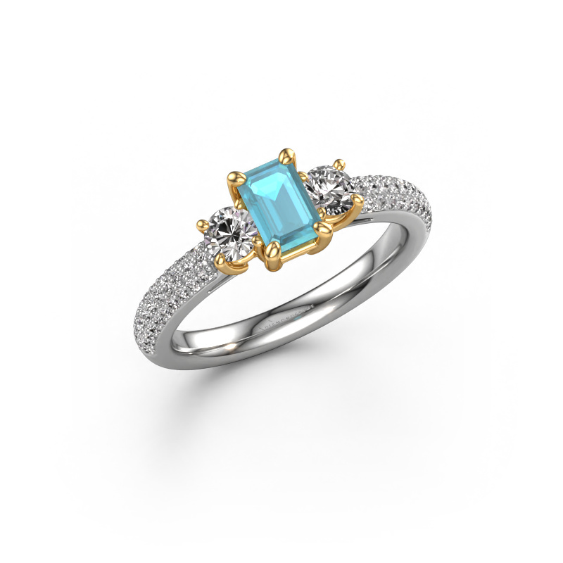 Image of Engagement ring Marielle EME 585 white gold Blue topaz 6x4 mm