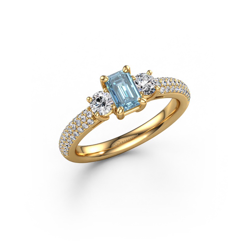 Image of Engagement ring Marielle EME 585 gold Blue lab grown diamond 6x4 mm