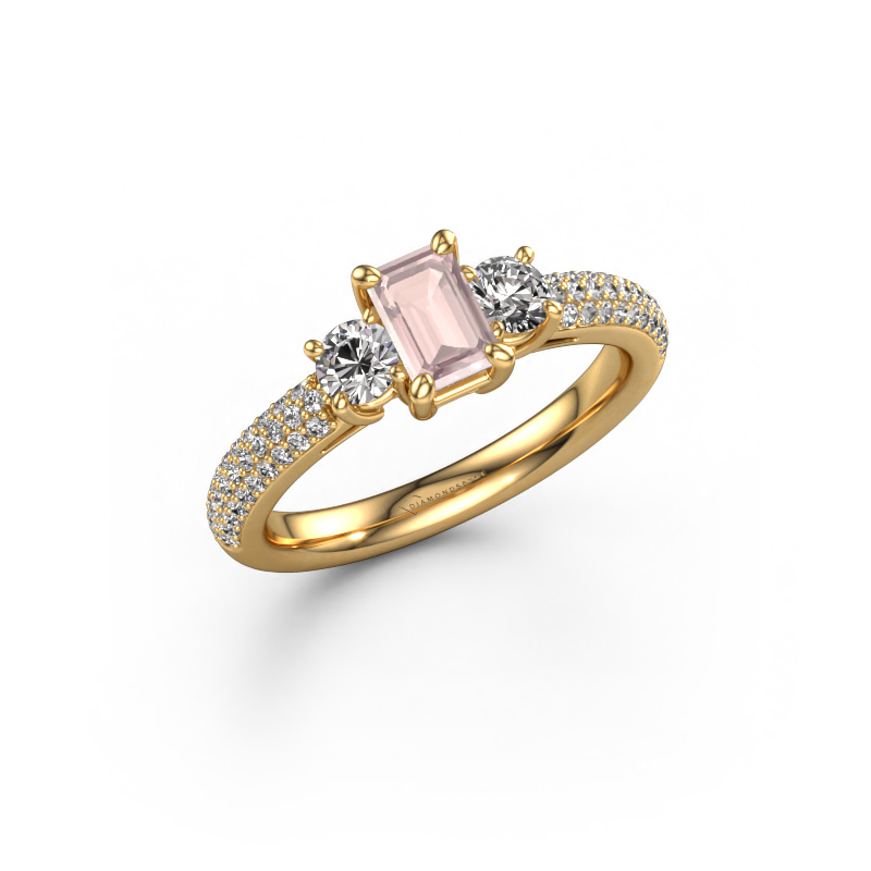 Image de Bague de fiançailles Marielle EME 585 or jaune Champagne morganite 6x4 mm