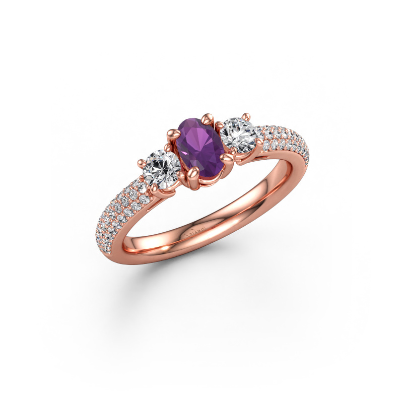 Immagine di Anello di fidanzamento Marielle OVL 585 oro rosa Ametista 6.5x4.5 mm