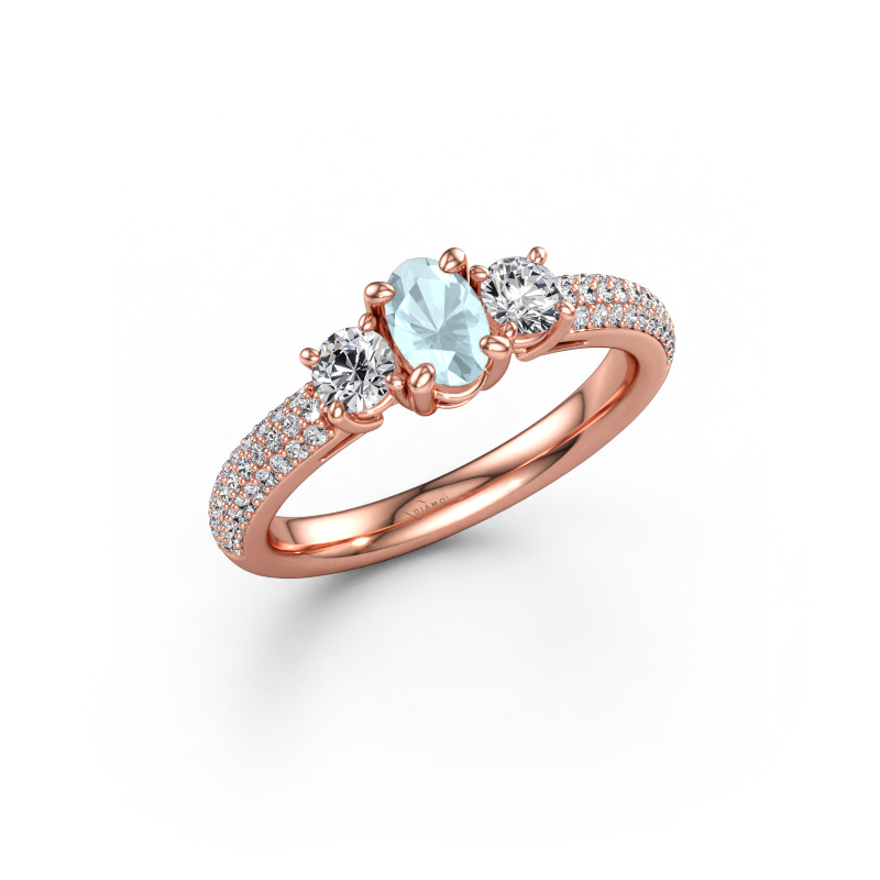 Immagine di Anello di fidanzamento Marielle OVL 585 oro rosa Acquamarina 6.5x4.5 mm