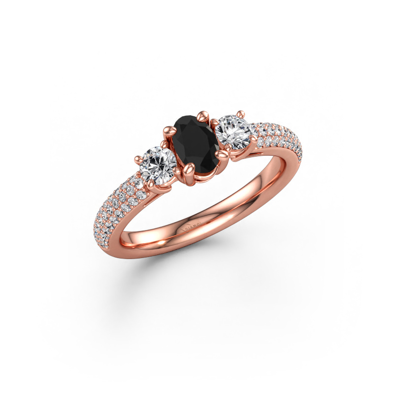 Bild av Förlovningsring Marielle OVL 585 roséguld Svart diamant 1.45 crt