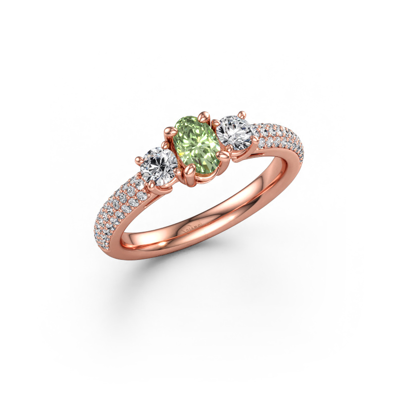 Bild av Förlovningsring Marielle OVL 585 roséguld Grön labbodlad diamant 6.5x4.5 mm