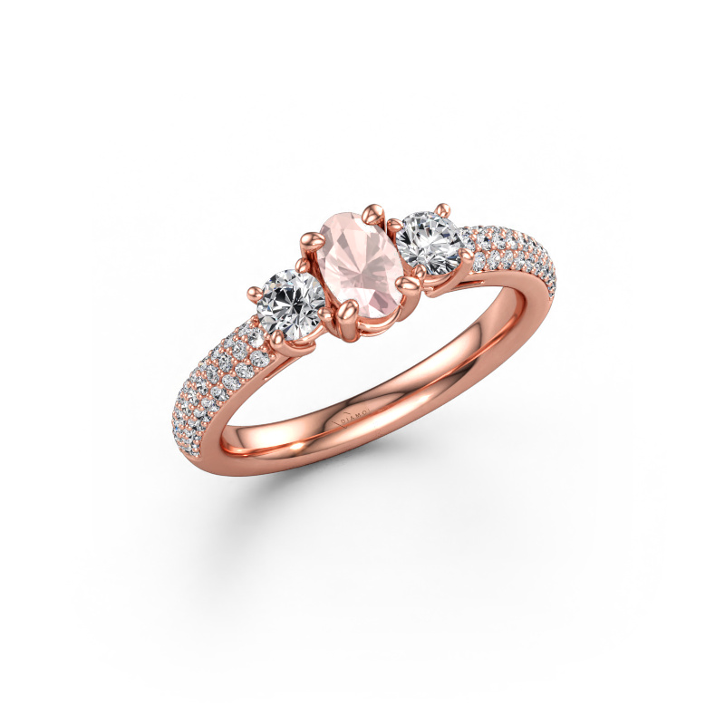 Immagine di Anello di fidanzamento Marielle OVL 585 oro rosa Morganite champagne 6.5x4.5 mm