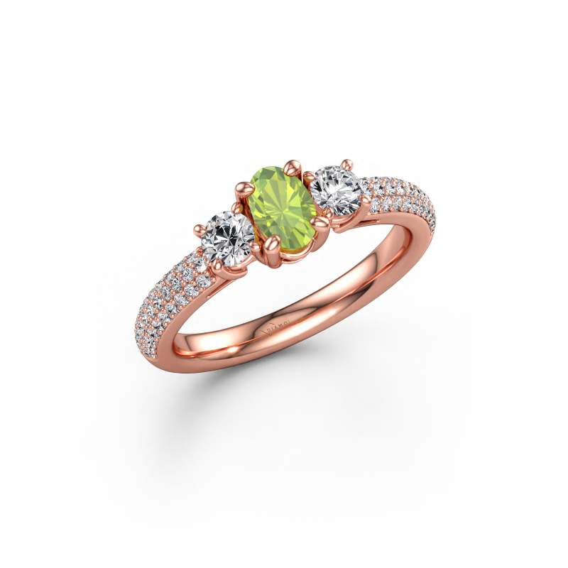 Immagine di Anello di fidanzamento Marielle OVL 585 oro rosa Peridoto 6.5x4.5 mm