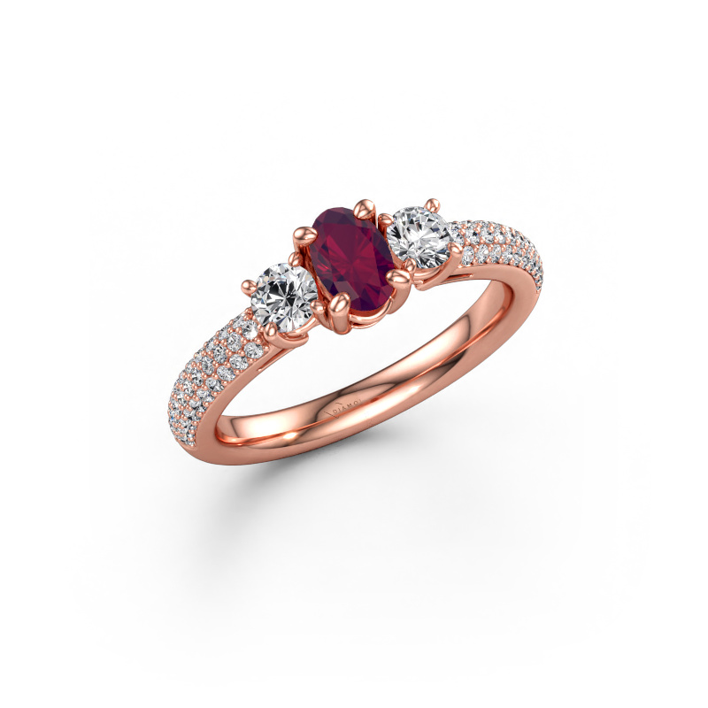 Immagine di Anello di fidanzamento Marielle OVL 585 oro rosa Rodolite 6.5x4.5 mm