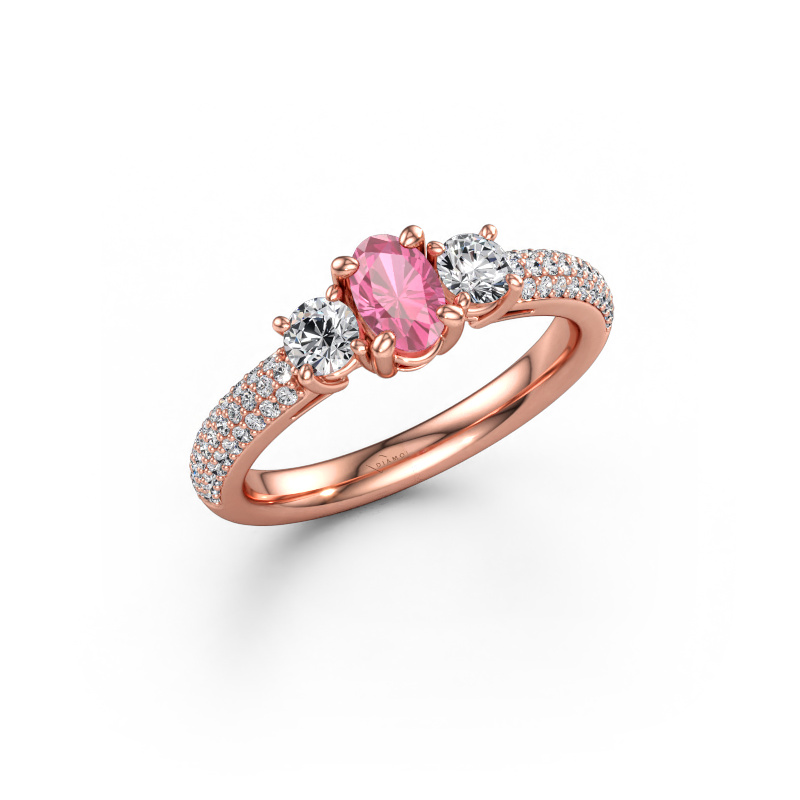 Bild av Förlovningsring Marielle OVL 585 roséguld Rosa safir 6.5x4.5 mm