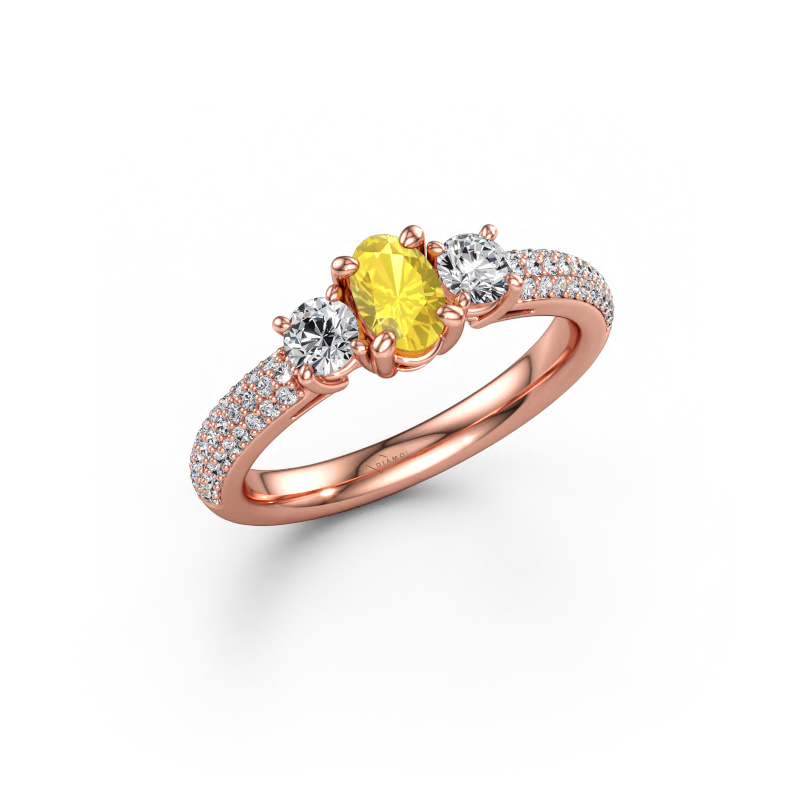 Bild av Förlovningsring Marielle OVL 585 roséguld Gul safir 6.5x4.5 mm