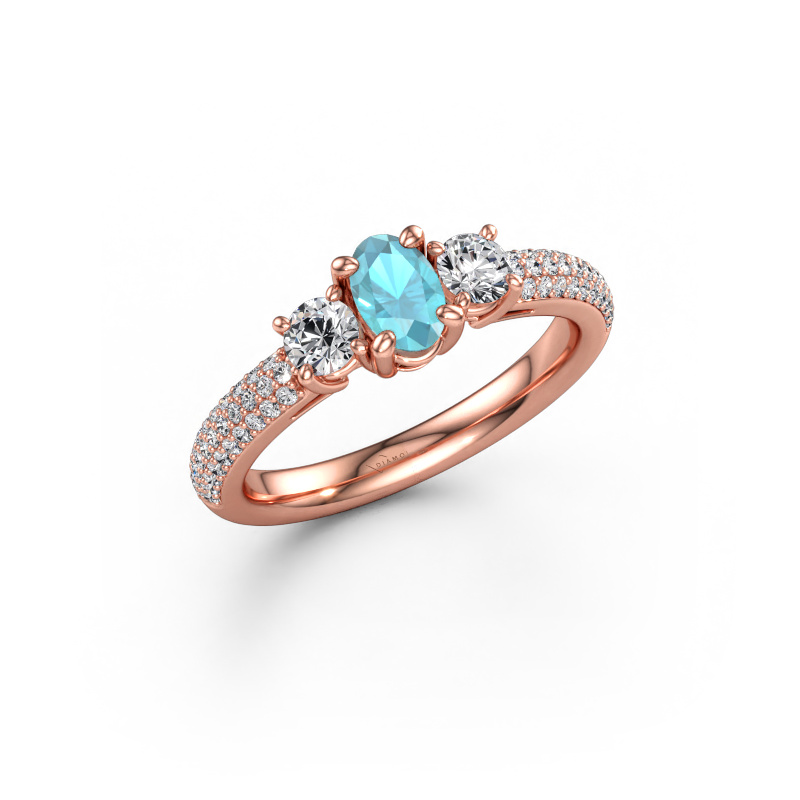 Bild av Förlovningsring Marielle OVL 585 roséguld Blå topas 6.5x4.5 mm