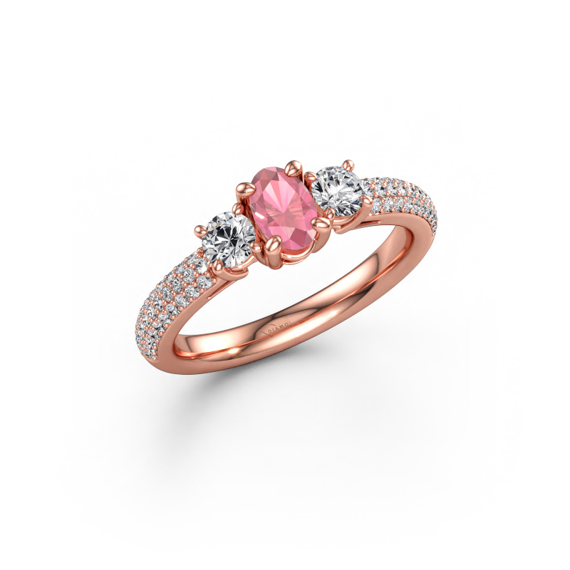 Bild av Förlovningsring Marielle OVL 585 roséguld Rosa turmalin 6.5x4.5 mm