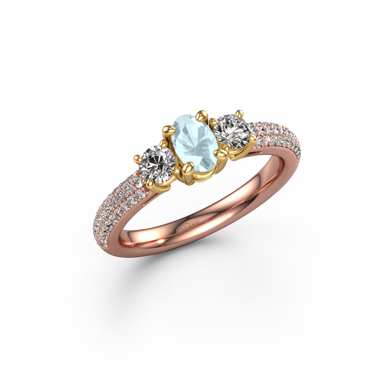 Image of Engagement ring Marielle OVL 585 rose gold Aquamarine 6.5x4.5 mm