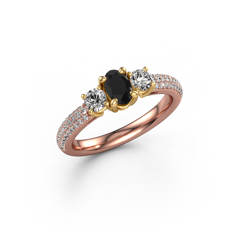 Bild von Verlobungsring Marielle OVL 585 Roségold Schwarz Diamant 1.45 crt