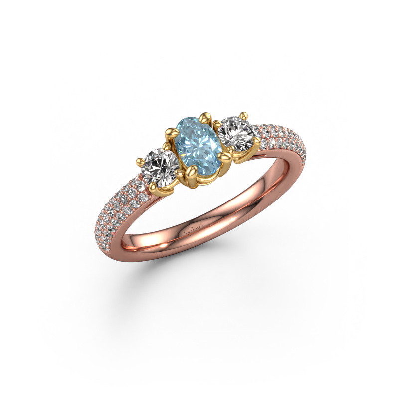 Bild von Verlobungsring Marielle OVL 585 Roségold Blauer Labordiamant 6.5x4.5 mm