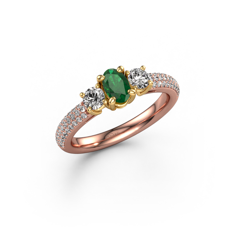 Image of Engagement ring Marielle OVL 585 rose gold Emerald 6.5x4.5 mm