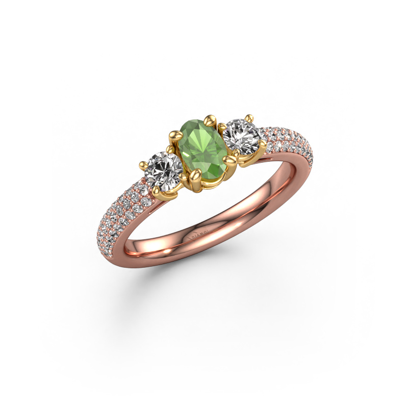 Image of Engagement ring Marielle OVL 585 rose gold Tourmaline green 6.5x4.5 mm