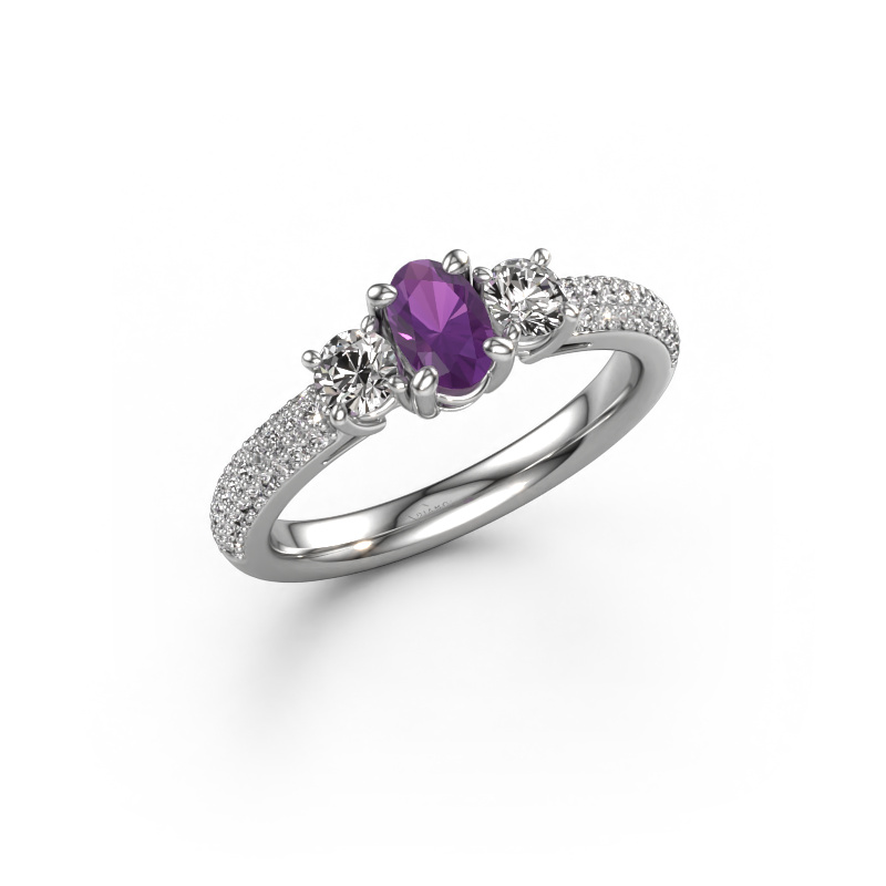 Bild von Verlobungsring Marielle OVL 950 Platin Amethyst 6.5x4.5 mm