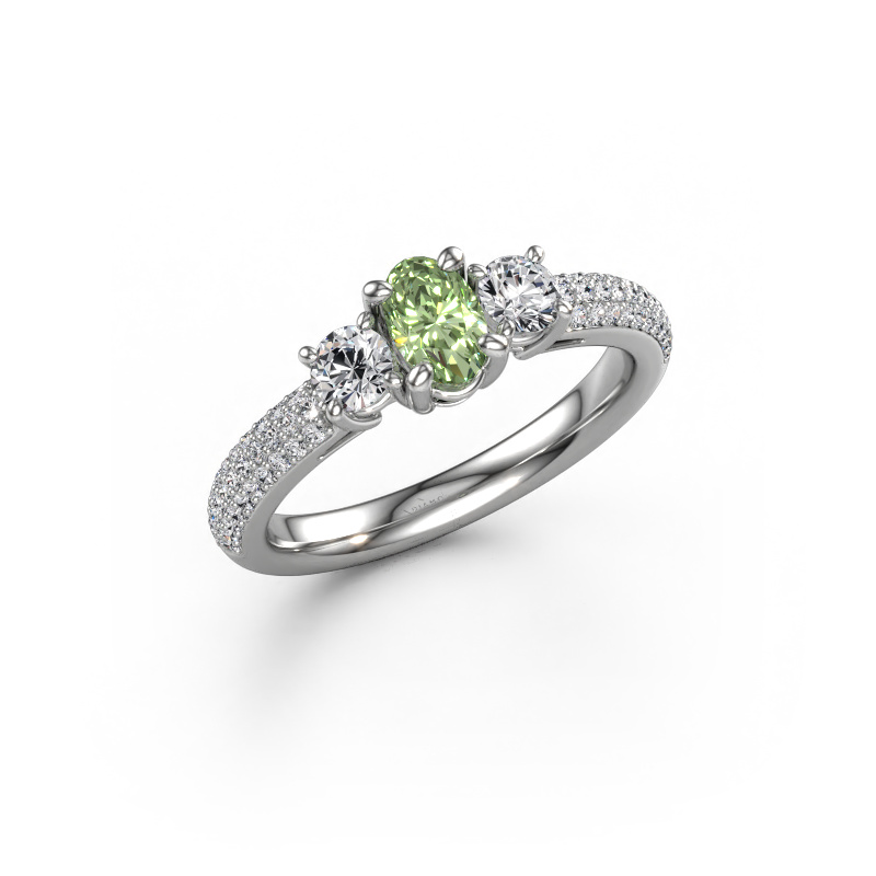 Image of Engagement ring Marielle OVL 950 platinum Green lab grown diamond 6.5x4.5 mm