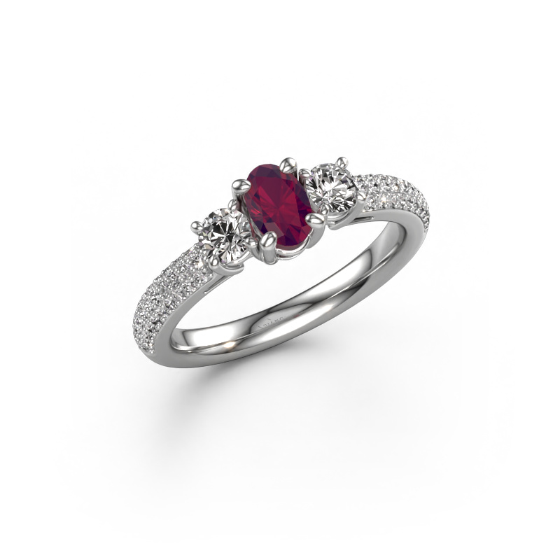 Image de Bague de fiançailles Marielle OVL 950 platine Rhodolite 6.5x4.5 mm