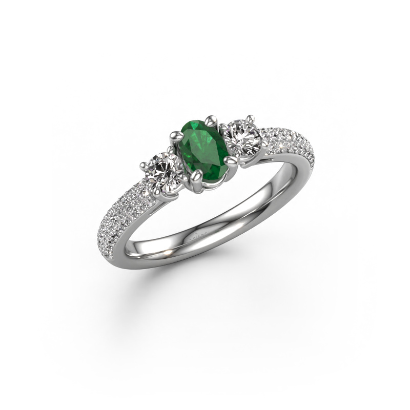Image of Engagement ring Marielle OVL 950 platinum Emerald 6.5x4.5 mm