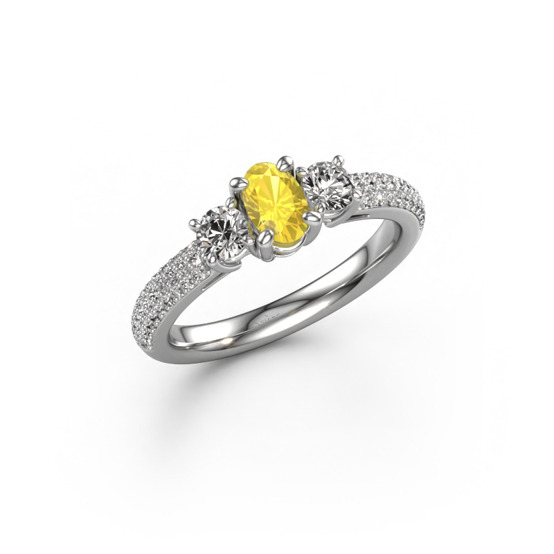 Image of Engagement ring Marielle OVL 950 platinum Yellow sapphire 6.5x4.5 mm