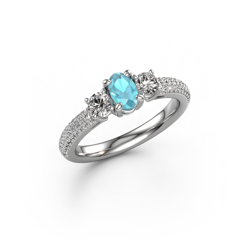 Bild von Verlobungsring Marielle OVL 950 Platin Blau Topas 6.5x4.5 mm