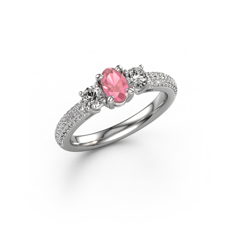 Image of Engagement ring Marielle OVL 950 platinum Tourmaline pink 6.5x4.5 mm