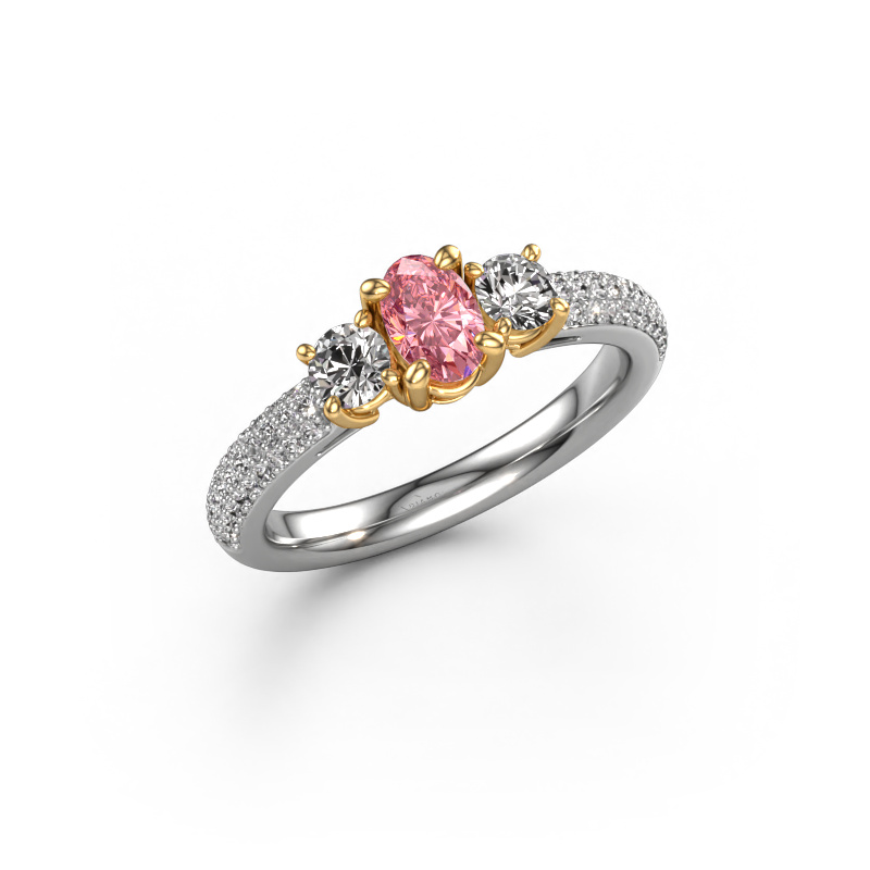 Image of Engagement ring Marielle OVL 585 white gold Pink lab grown diamond 6.5x4.5 mm