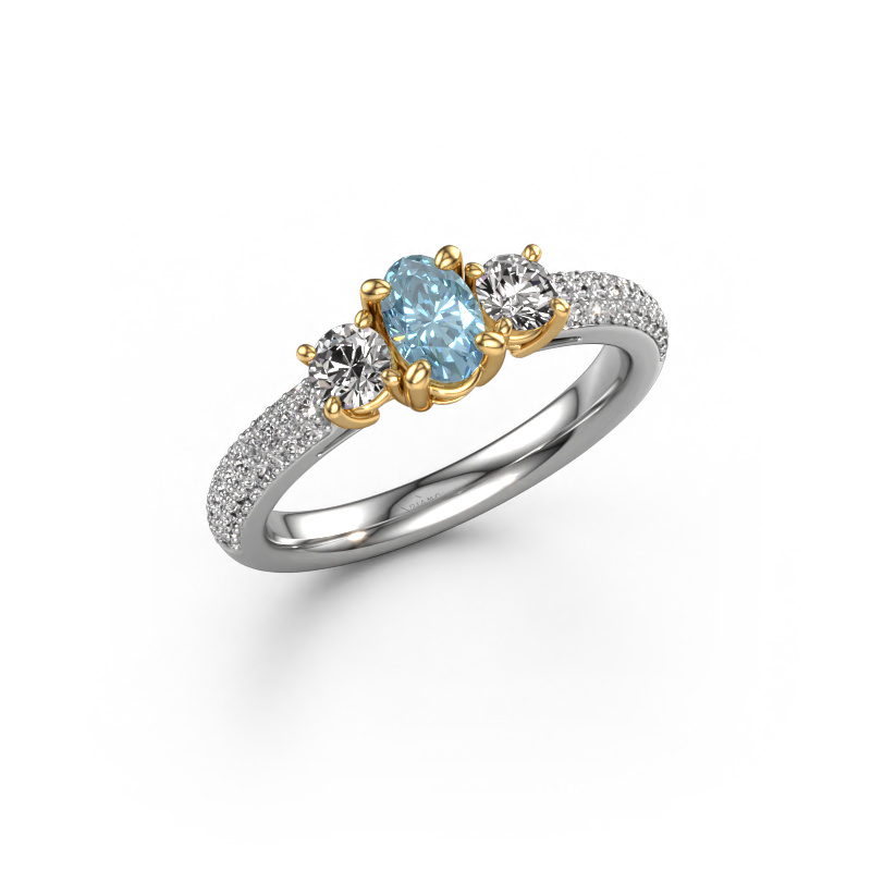 Image of Engagement ring Marielle OVL 585 white gold Blue lab grown diamond 6.5x4.5 mm