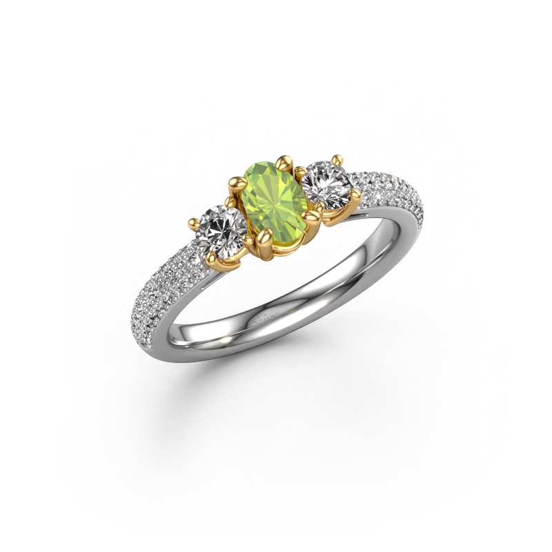 Image of Engagement ring Marielle OVL 585 white gold Peridot 6.5x4.5 mm