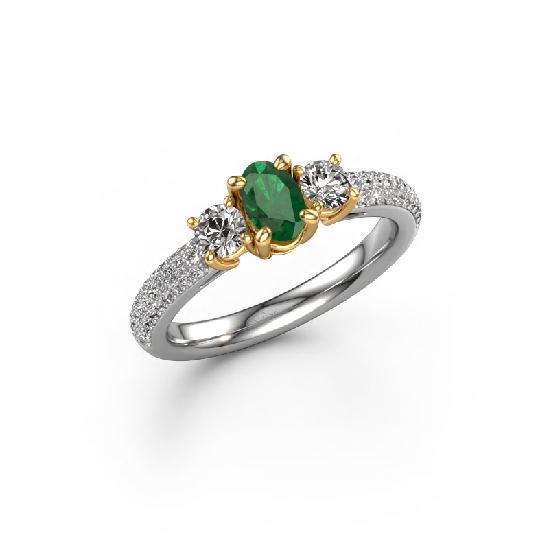 Image of Engagement ring Marielle OVL 585 white gold Emerald 6.5x4.5 mm