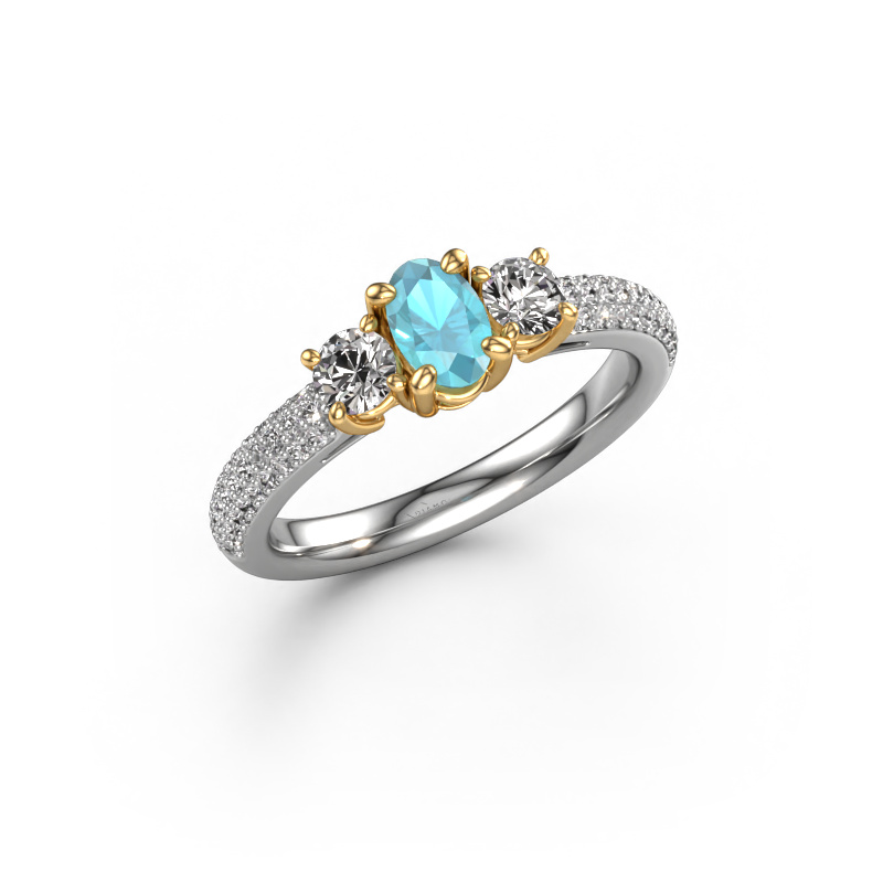 Image of Engagement ring Marielle OVL 585 white gold Blue topaz 6.5x4.5 mm