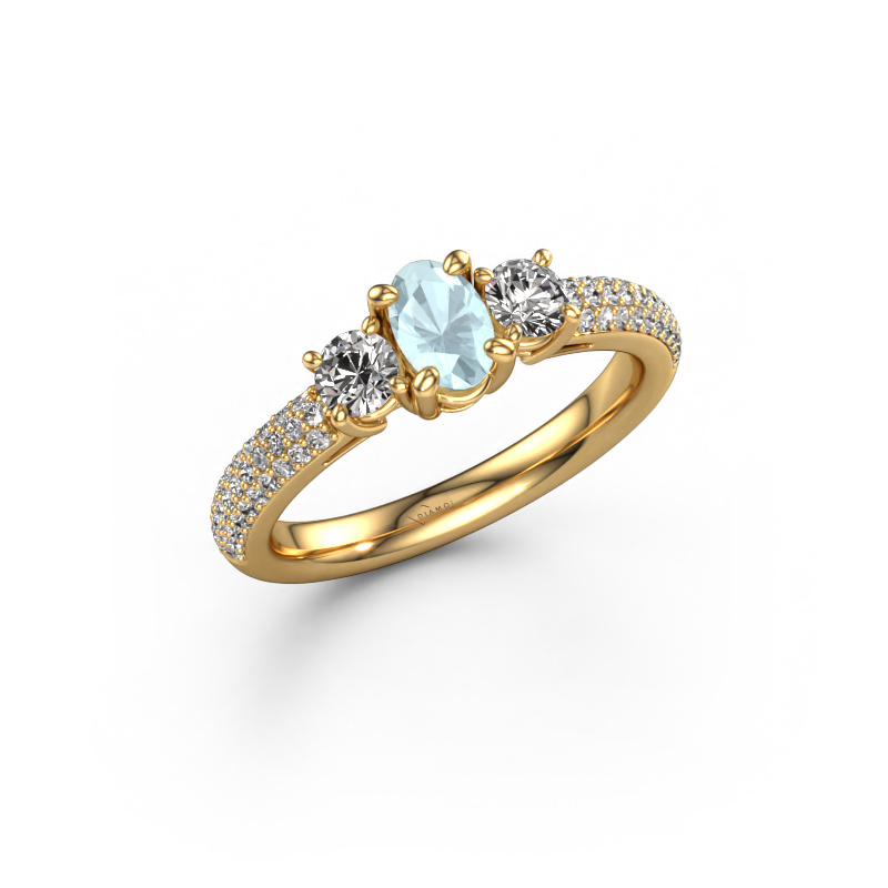 Image of Engagement ring Marielle OVL 585 gold Aquamarine 6.5x4.5 mm