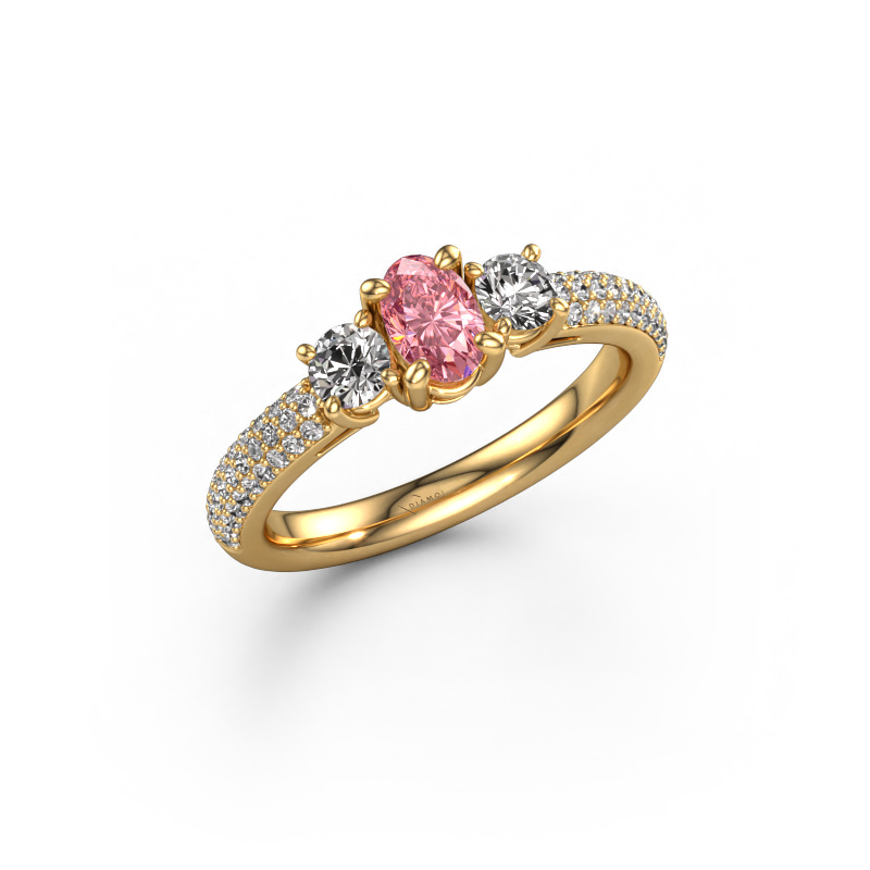Image de Bague de fiançailles Marielle OVL 585 or jaune Diamant synthétique roze 6.5x4.5 mm