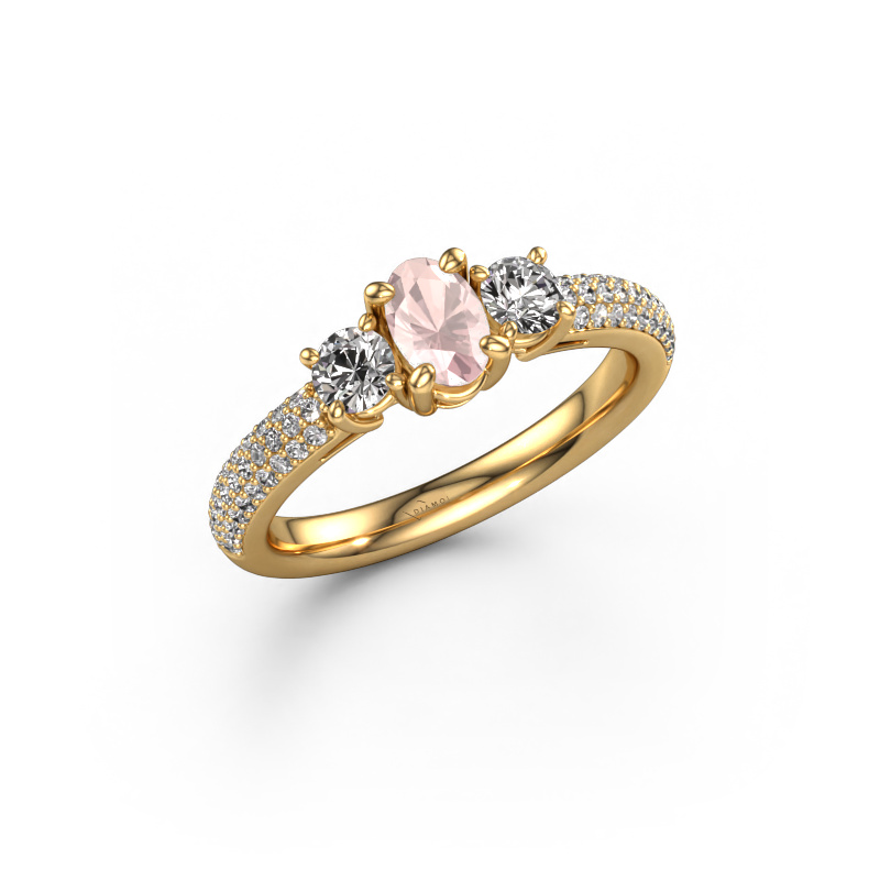 Image of Engagement ring Marielle OVL 585 gold Morganite champagne 6.5x4.5 mm