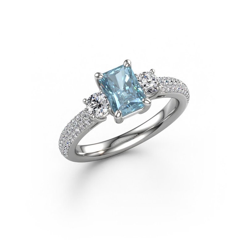 Afbeelding van Verlovingsring Marielle RAD 950 Platina Blauwe lab grown diamant 7x5 mm