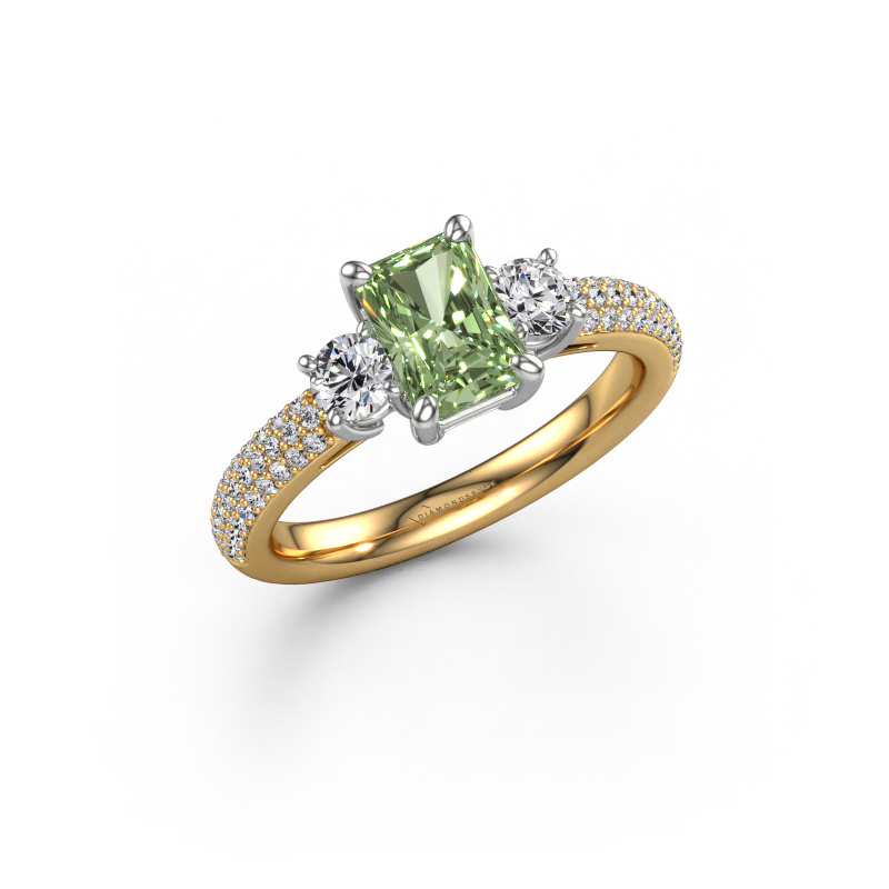 Image of Engagement ring Marielle RAD 585 gold Green lab grown diamond 7x5 mm