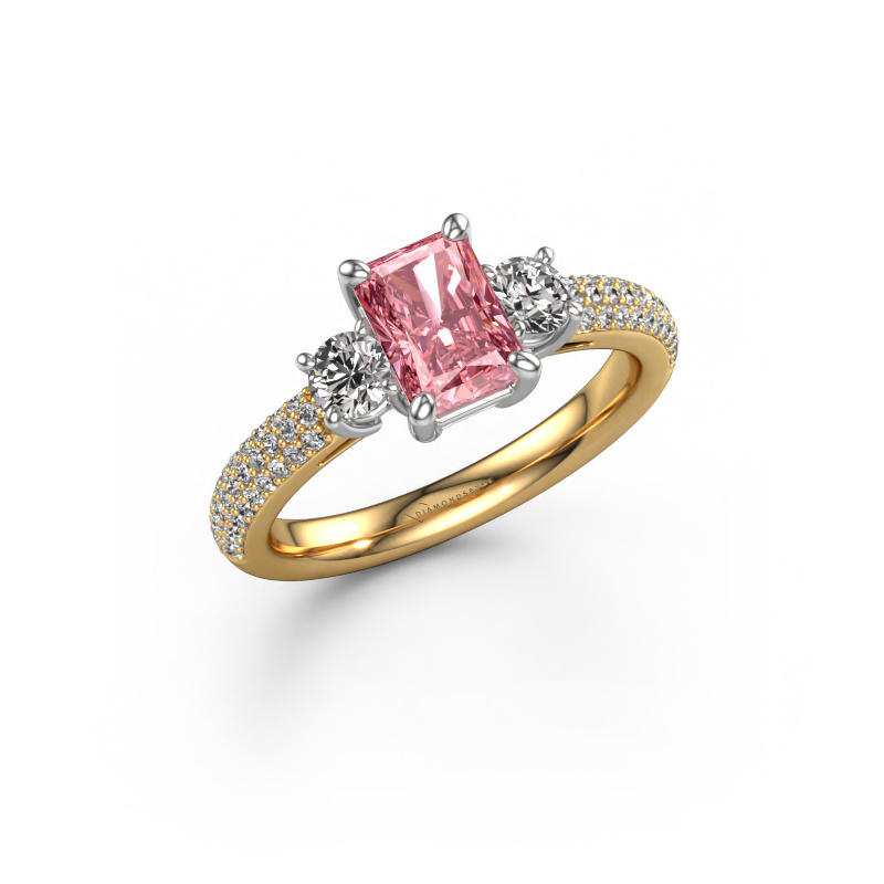Afbeelding van Verlovingsring Marielle RAD 585 goud Roze lab grown diamant 7x5 mm