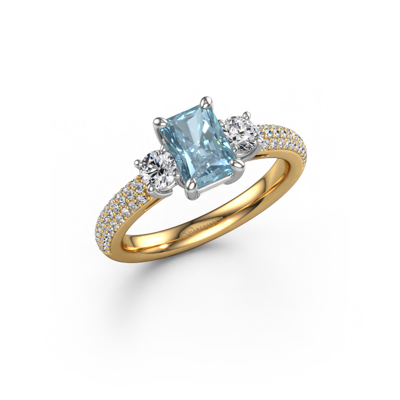 Image of Engagement ring Marielle RAD 585 gold Blue lab grown diamond 7x5 mm