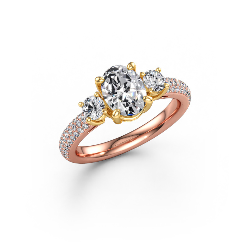 Afbeelding van Verlovingsring Marielle OVL 585 rosé goud Lab-grown diamant 1.77 crt