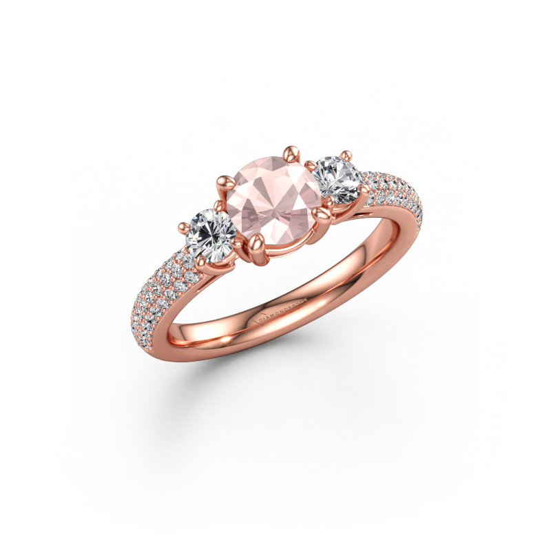 Bild av Förlovningsring Marielle RND 585 roséguld Champagnefärgad morganit 6 mm