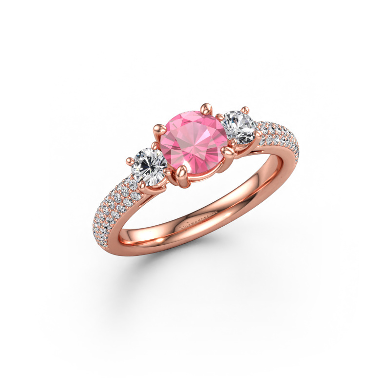 Bild av Förlovningsring Marielle RND 585 roséguld Rosa safir 6 mm