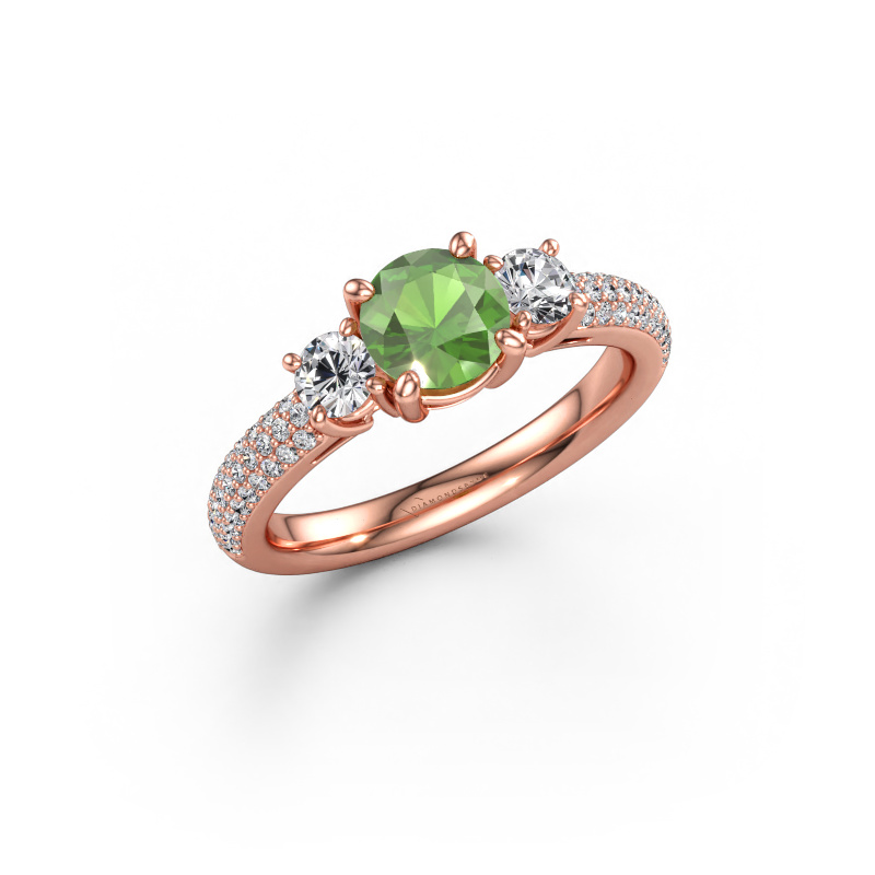 Bild av Förlovningsring Marielle RND 585 roséguld Grön turmalin 6 mm
